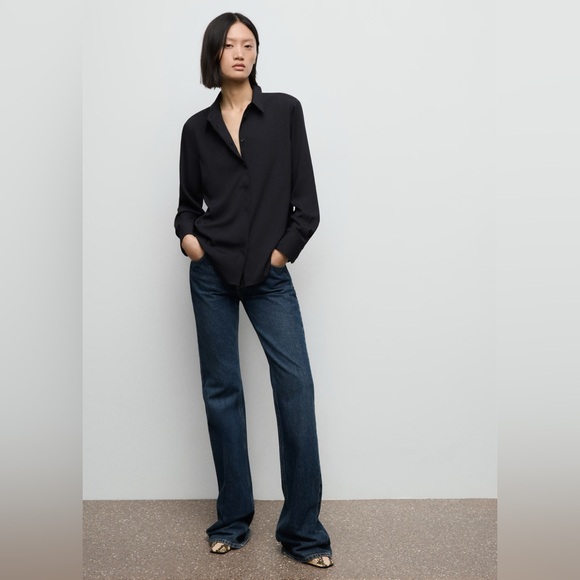 Mango Tops - Mango Classic Black Button Down Blouse